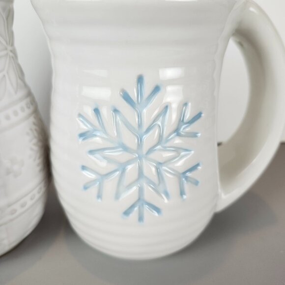 2 Large Ceramic Snowflake Coffee Mugs by Merry Makers - Picture 2 of 5